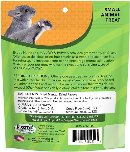Exotic Nutrition Critter Selects Mango & Papaya Small Animal Treats, 4.5-oz bag