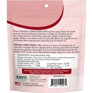 Exotic Nutrition Critter Selects Rose Hips Chinchilla Treats, 3-oz bag