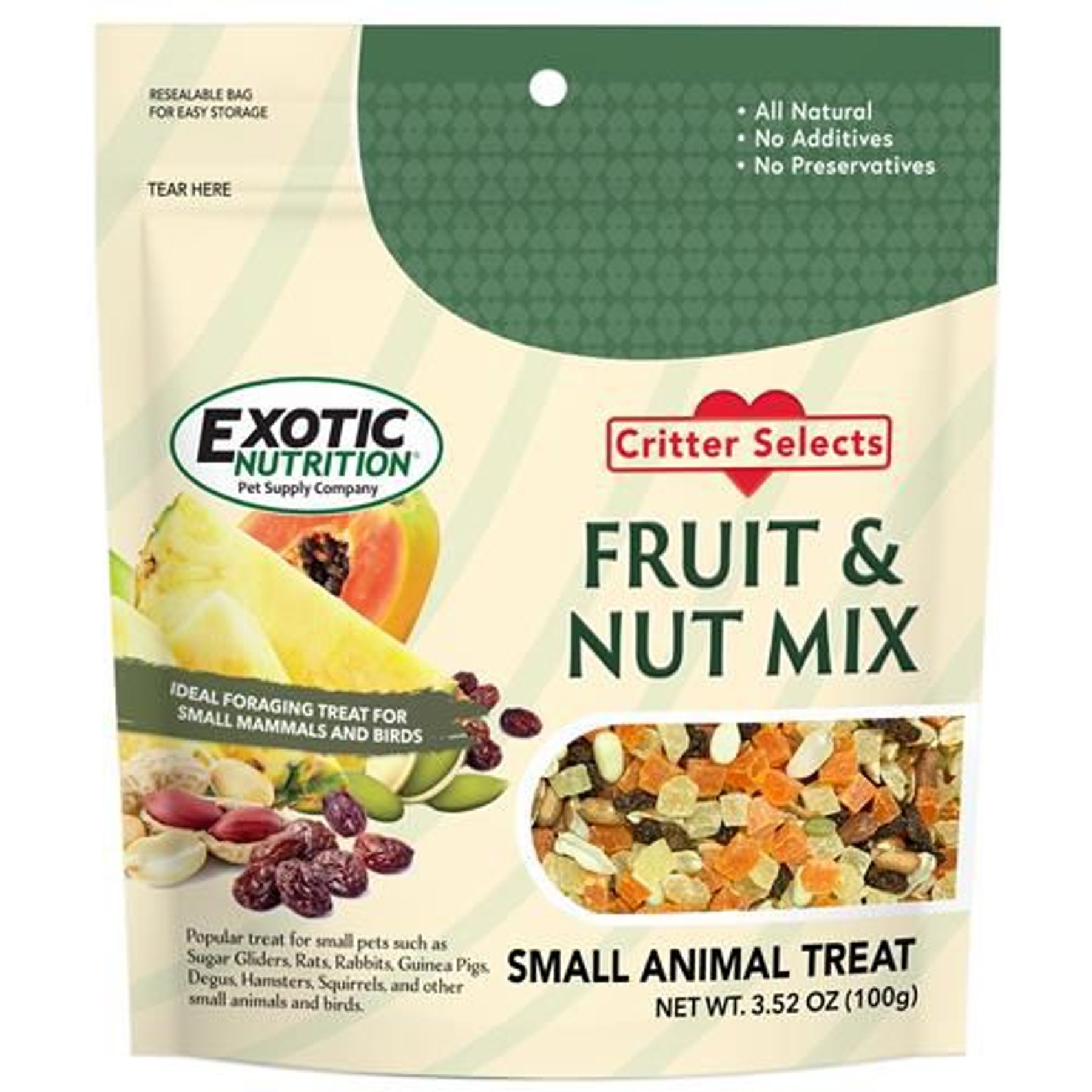 Exotic Nutrition Critter Selects Small Pet Fruit & Nut Mix, 3.52-oz bag