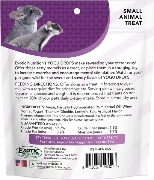 Exotic Nutrition Critter Selects Yogu Drops Small Animal Treats, 5.5-oz bag