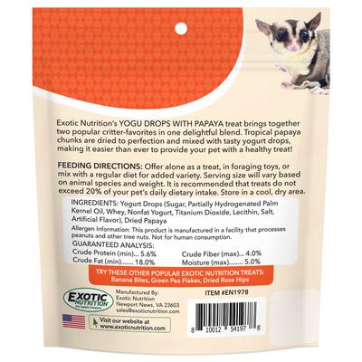 Show full view: Exotic Nutrition Critter Selects Yogu Drops with Papaya Small Animal Treats, 4.5-oz bag slide 2 of 6
