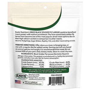 Exotic Nutrition Dried Black Soldier Fly Larvae Small Animal Treats, 1.5-oz bag