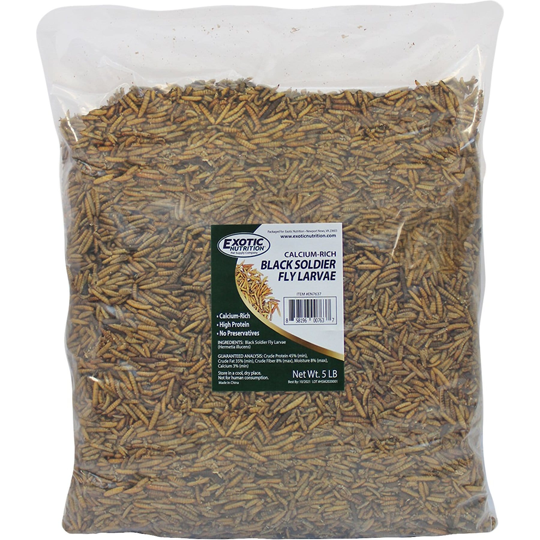 Exotic Nutrition Dried Black Soldier Fly Larvae Small Animal Treats, 5-lb bag