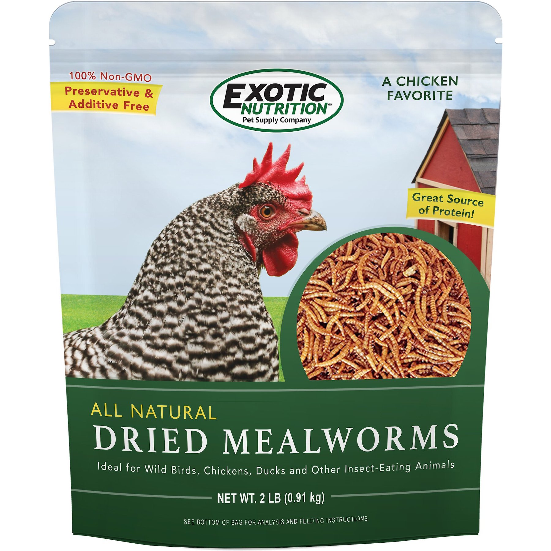 Exotic Nutrition Dried Mealworms, 2-lb bag