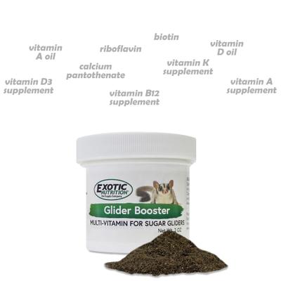 Show full view: Exotic Nutrition Glider Booster Multivitamin Sugar Glider Supplement, 2-oz jar slide 2 of 7