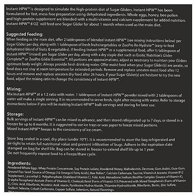 Show full view: Exotic Nutrition Instant-HPW Original Flavor Small Pet Food, 8-oz bag slide 3 of 8