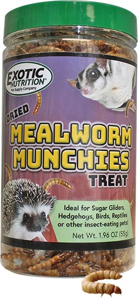 Exotic Nutrition Mealworm Munchies Hedgehog & Sugar Glider Treats, 1.96-oz jar