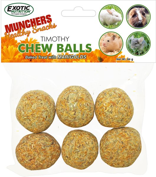 Show full view: Exotic Nutrition Munchers Marigold & Timothy Chew Balls Small Animal Treats, 6 count slide 1 of 6