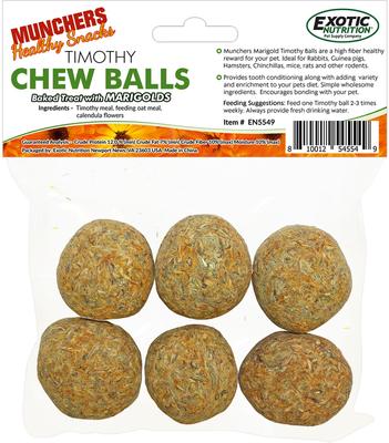 Show full view: Exotic Nutrition Munchers Marigold & Timothy Chew Balls Small Animal Treats, 6 count slide 2 of 6
