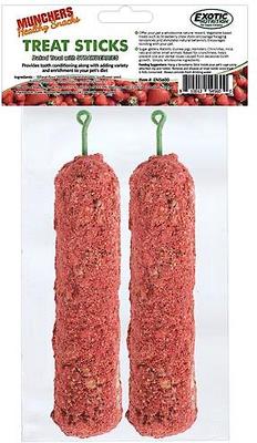 Show full view: Exotic Nutrition Munchers Sticks with Strawberry Small Pet Treats, 2 count slide 2 of 6