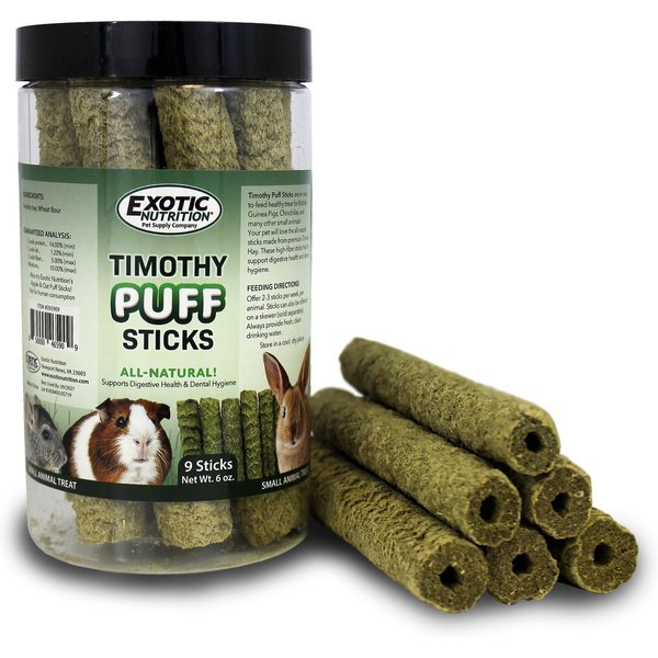 Exotic Nutrition Timothy Puff Sticks Rabbit Treats, 9 count
