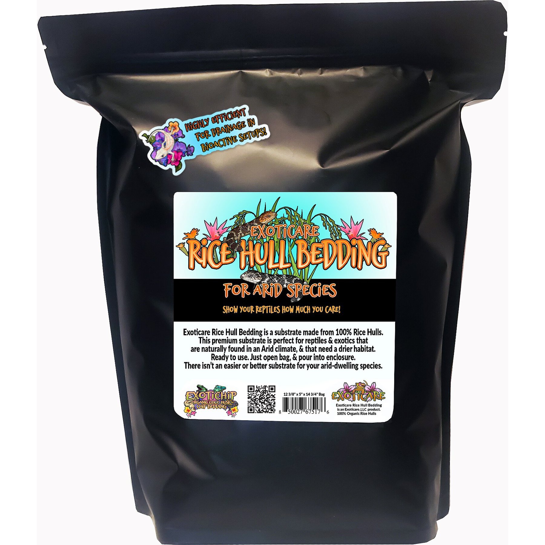 Exoticare Exotic Rice Hulls Arid Reptile Bedding, 2-lb bag