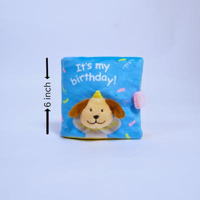 Show full view: EYS Birthday Adventure Book Crinkle, Hide & Seek Squeaky Treat Dog Plush Toy, Blue slide 5 of 11