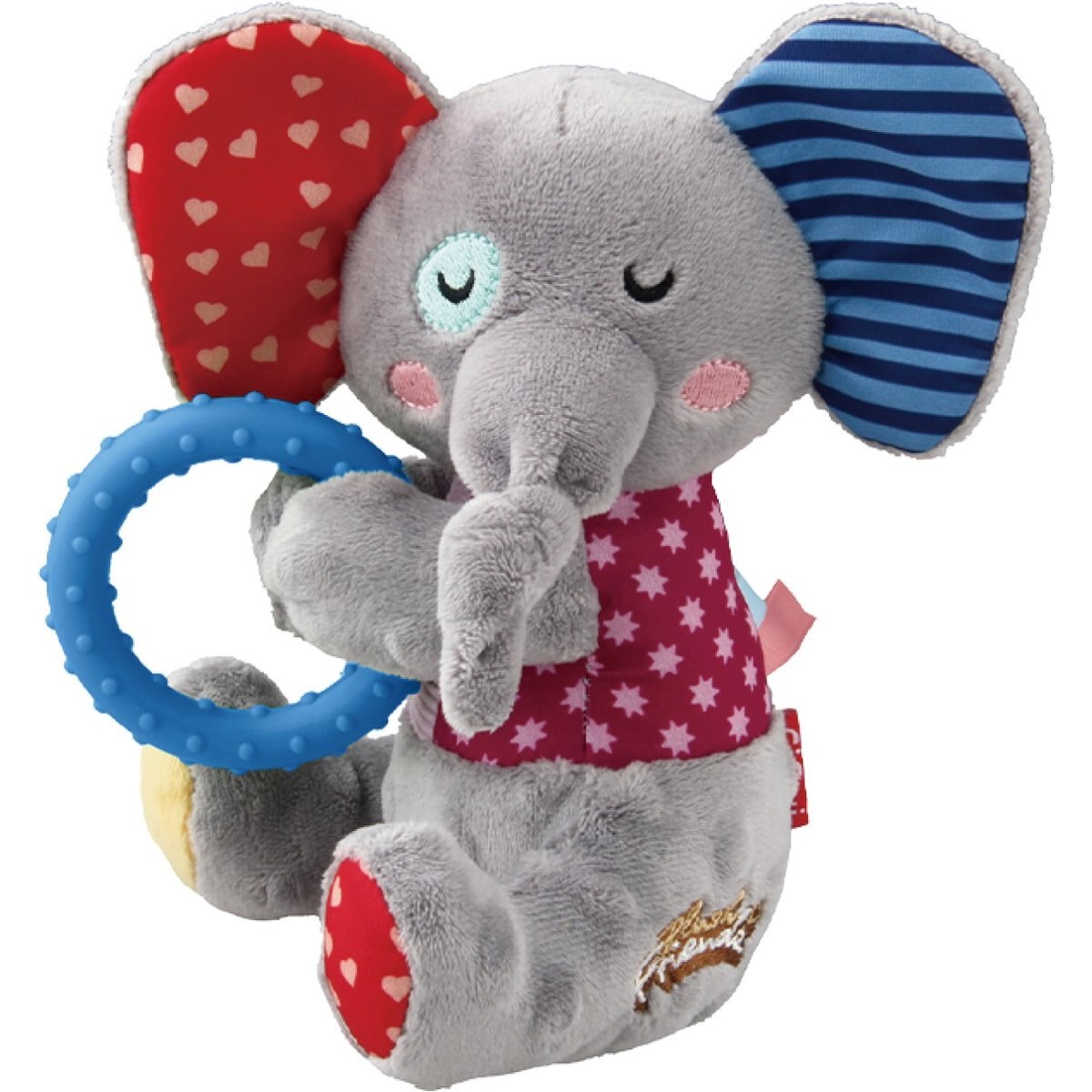 EYS GiGwi Friendz Elephant Squeaky & Crinkle Dog Plush Toy, Grey