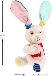 EYS GiGwi Friendz Rabbit Squeaky & Crinkle Dog Plush Toy, White
