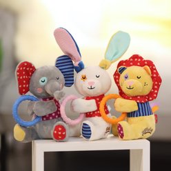 EYS GiGwi Friendz Rabbit Squeaky & Crinkle Dog Plush Toy, White slide 2 of 5