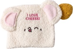 EYS I Love Cheese Hide & Seek, Squeaker & Crinkle Plush Dog Toy, Cream