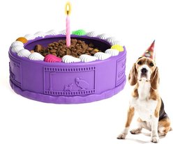 EYS Natural Rubber Durable Tough Cake Bowl Dog Chew Toy, Purple
