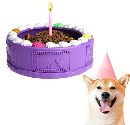 Show full view: EYS Natural Rubber Durable Tough Cake Bowl Dog Chew Toy, Purple slide 6 of 7