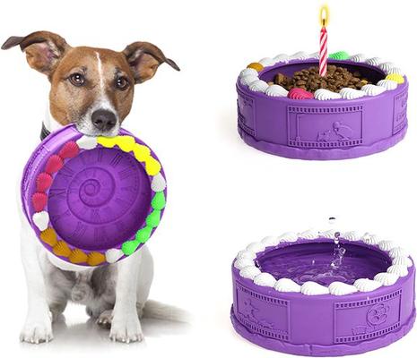 Show full view: EYS Natural Rubber Durable Tough Cake Bowl Dog Chew Toy, Purple slide 5 of 7
