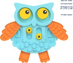 EYS Seek Yum Cute Owl IQ Treat Puzzle Feeder Dog Bowl, Blue, 4-oz