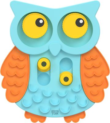Show full view: EYS Seek Yum Cute Owl IQ Treat Puzzle Feeder Dog Bowl, Blue, 4-oz slide 2 of 6