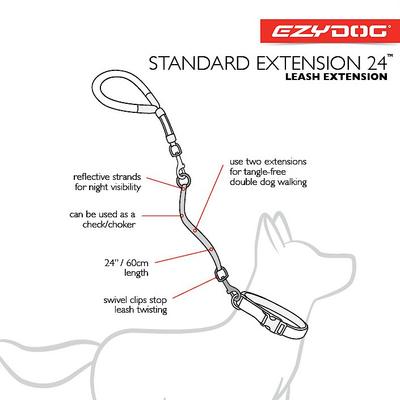 Show full view: EzyDog Standard Dog Leash Extension, Red, 24-in slide 2 of 4