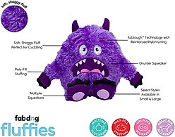 fabdog Alligator Fluffy Tough Squeaky Plush Dog Toy, Green, Small slide 2 of 3