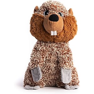 fabdog Beaver Fluffy Tough Squeaky Plush Dog Toy, Brown, Large