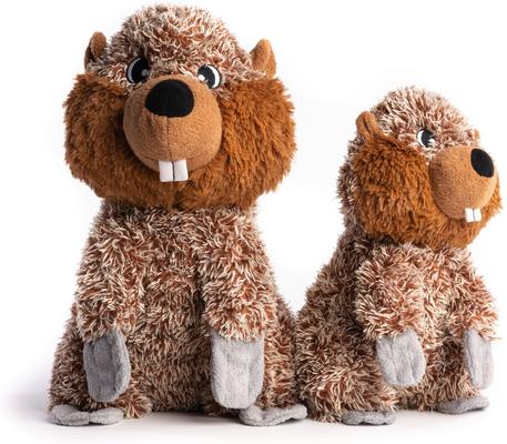 Show full view: fabdog Beaver Fluffy Tough Squeaky Plush Dog Toy, Brown, Large slide 2 of 5