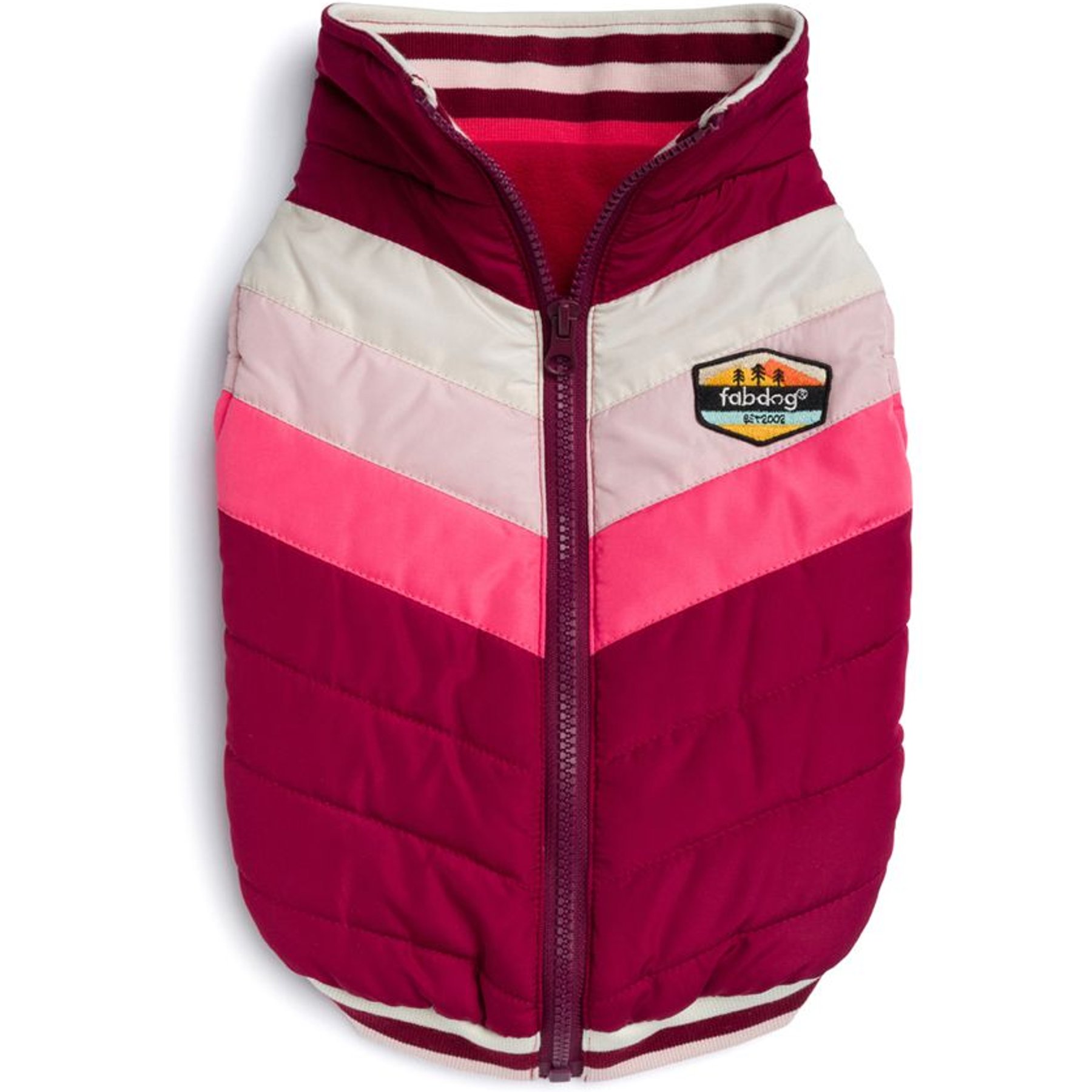 fabdog Chevron Dog Coat, Burgundy, 14-in