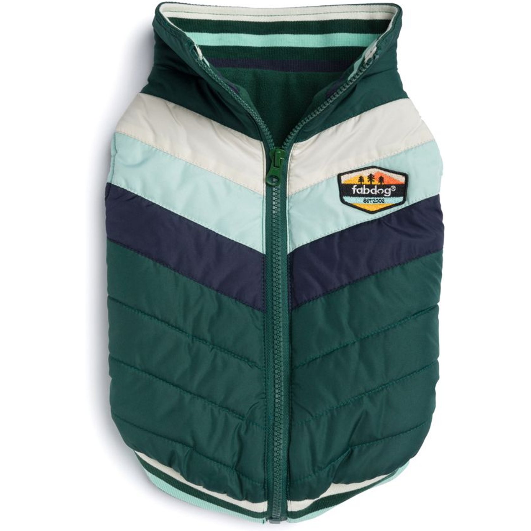 fabdog Chevron Dog Coat, Green, 20-in