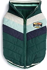 fabdog Chevron Dog Coat, Green, 24-in