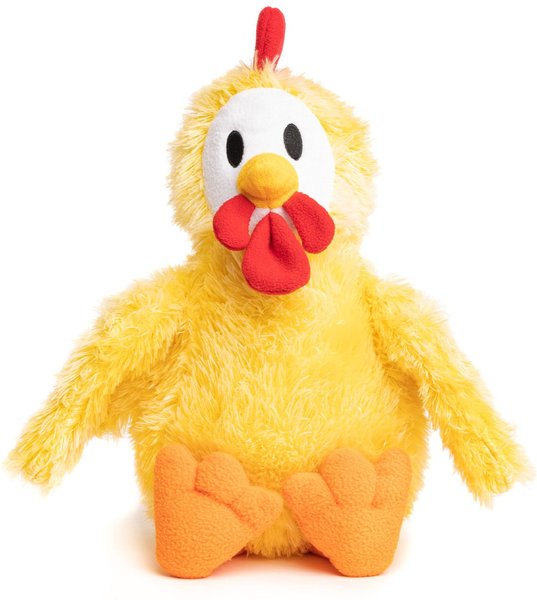 Show full view: fabdog Chicken Fluffy Tough Squeaky Plush Dog Toy, Yellow, Large slide 1 of 5