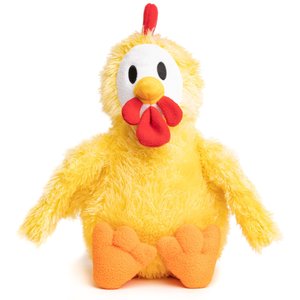 fabdog Chicken Fluffy Tough Squeaky Plush Dog Toy, Yellow, Large