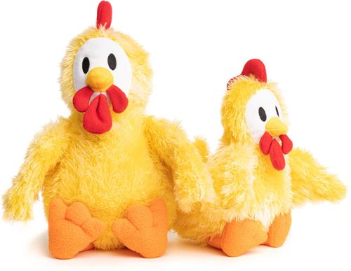 Show full view: fabdog Chicken Fluffy Tough Squeaky Plush Dog Toy, Yellow, Large slide 2 of 5