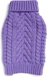 fabdog Chunky Turtleneck Solid Dog Sweater, Lilac, 16-in