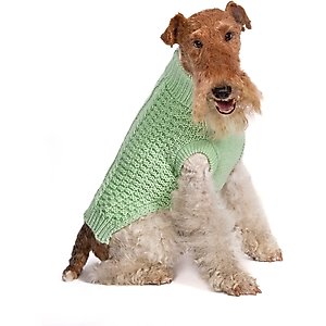 fabdog Chunky Turtleneck Solid Dog Sweater, Mint, 10-in