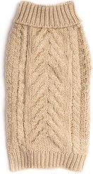 fabdog Chunky Turtleneck Solid Dog Sweater, Oatmeal, 14-in