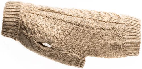 Show full view: fabdog Chunky Turtleneck Solid Dog Sweater, Oatmeal, 14-in slide 2 of 3