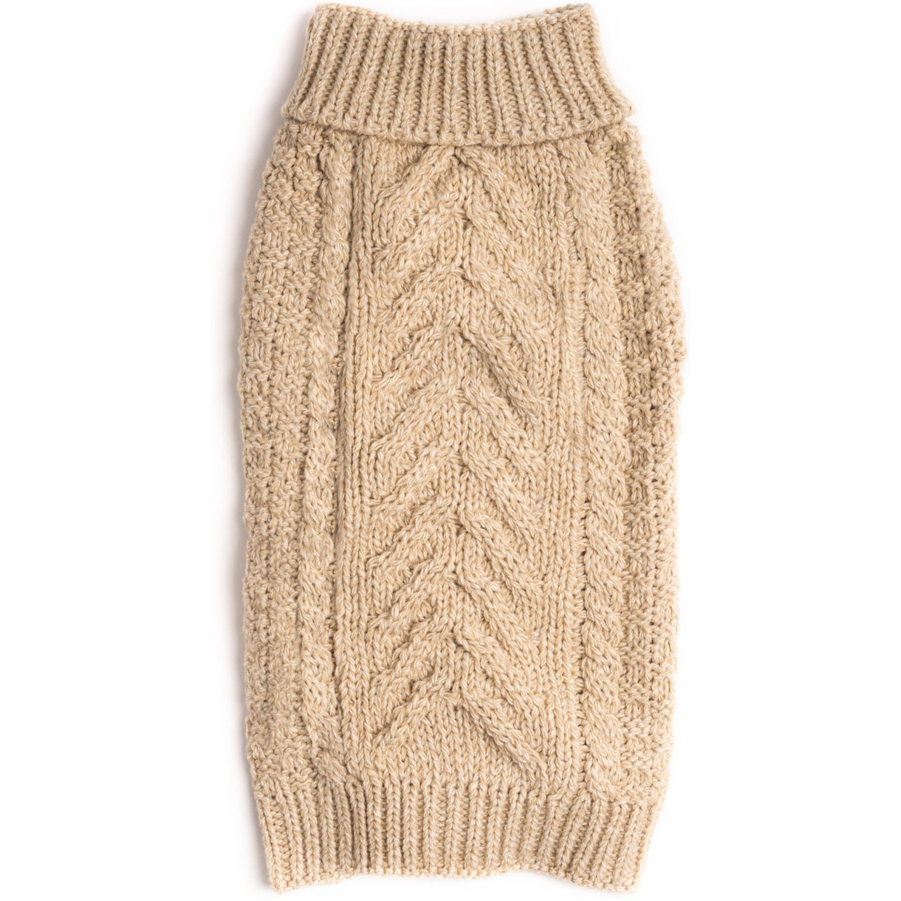 fabdog Chunky Turtleneck Solid Dog Sweater, Oatmeal, 16-in