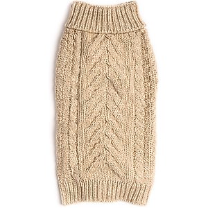 fabdog Chunky Turtleneck Solid Dog Sweater, Oatmeal, 18-in