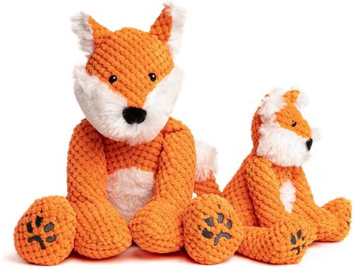 Show full view: fabdog Floppy Fox Squeaky Plush Dog Toy, Orange, Small slide 3 of 5