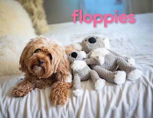 Show full view: fabdog Floppy Koala Squeaky Plush Dog Toy, Gray, Small slide 4 of 5