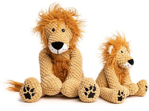 Show full view: fabdog Floppy Lion Squeaky Plush Dog Toy, Gold, Large slide 2 of 4