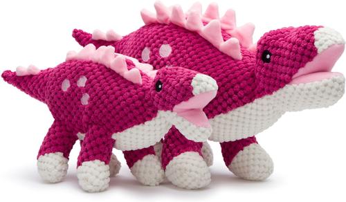 Show full view: fabdog Floppy Stegosaurus Dinosaur Squeaky Plush Dog Toy, Red, Large slide 2 of 4