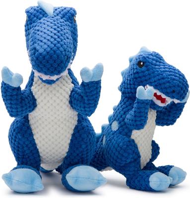 Show full view: fabdog Floppy T-Rex Dinosaur Squeaky Plush Dog Toy, Blue, Small slide 2 of 4