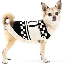 fabdog Graphic Mini Check Dog Sweater, Black, 22-in