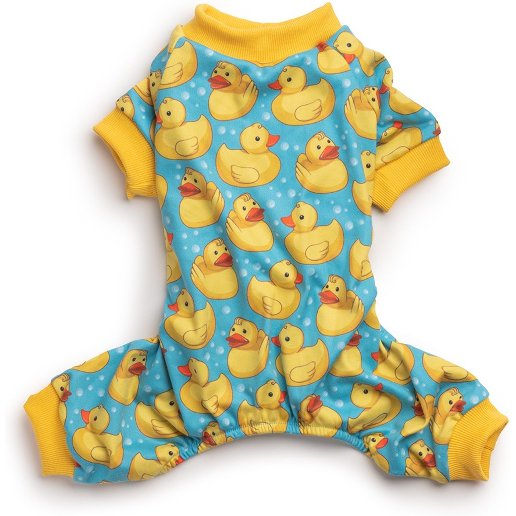 fabdog Graphic Rubber Ducky Dog Pajamas, Multi-color, 10-in