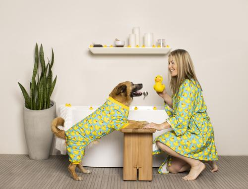Show full view: fabdog Graphic Rubber Ducky Dog Pajamas, Multi-color, 12-in slide 5 of 6